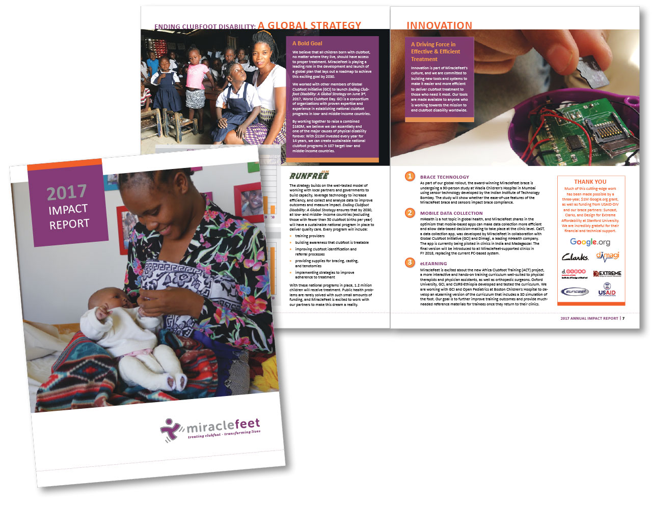 Miracle Feet Annual report 17 graphic design sample